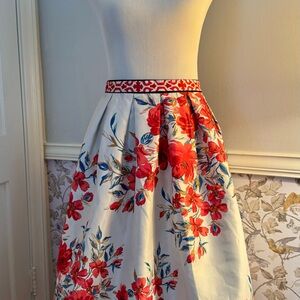 Flying Tomato Red and Blue Floral A-Line Skirt